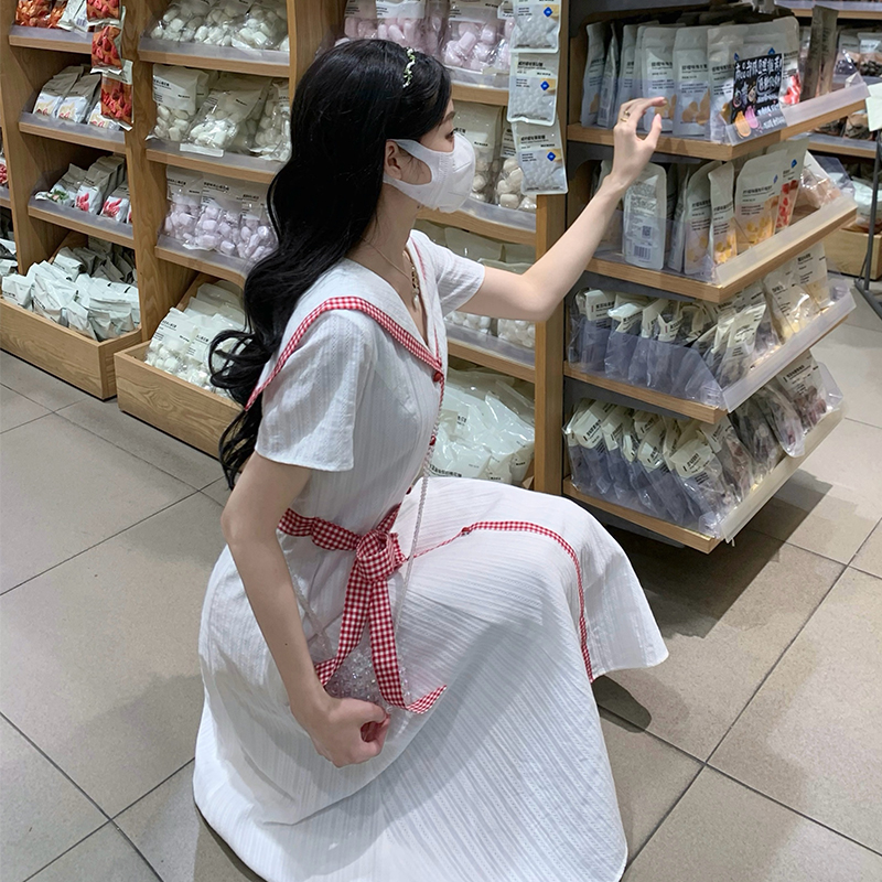 France style short sleeve cotton retro dress