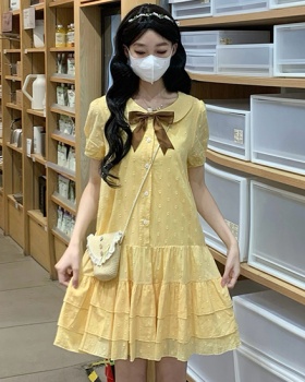 Yellow polka dot maiden cake jacquard dress