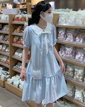 Blue show young shirt doll collar niche dress