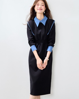 Long sleeve commuting long dress slim dress for women