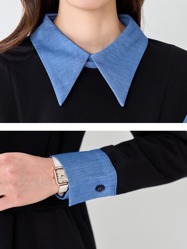 Long sleeve commuting long dress slim dress for women