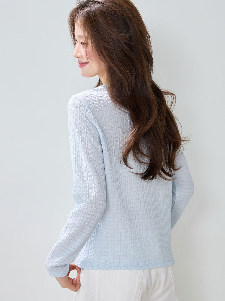 Spring splice tops simple Pseudo-two T-shirt for women