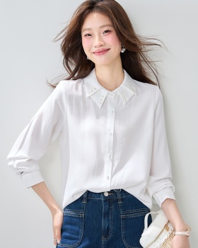 Temperament long sleeve tops white shirt for women