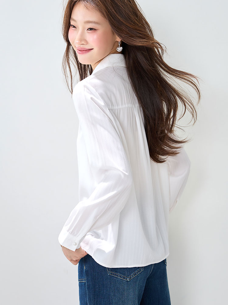 Temperament long sleeve tops white shirt for women