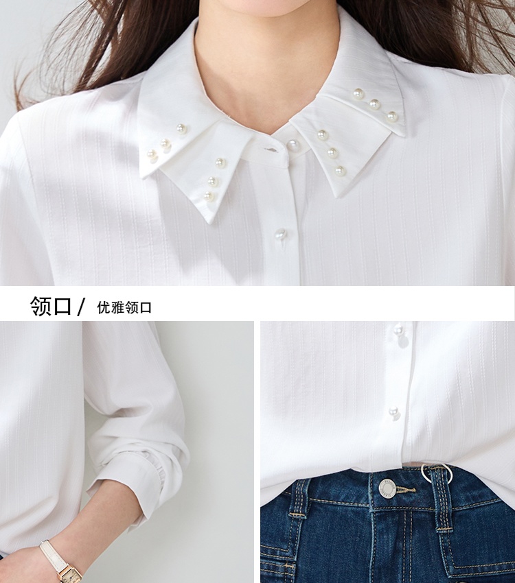 Temperament long sleeve tops white shirt for women