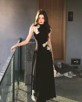 Splice hollow colors spring temperament flowers dress