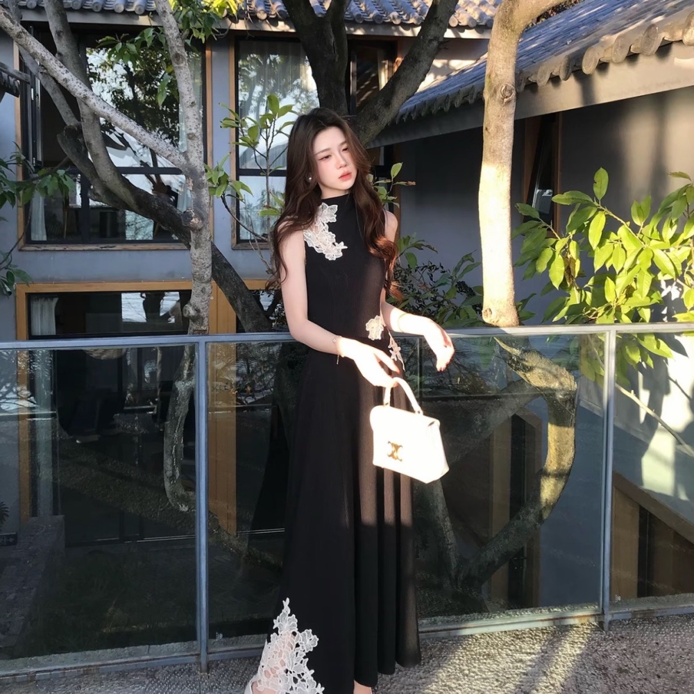 Splice hollow colors spring temperament flowers dress