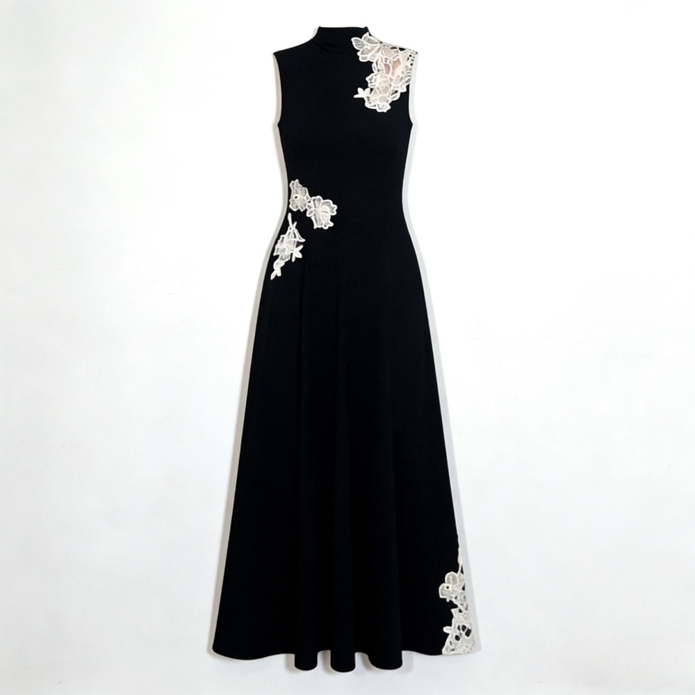 Splice hollow colors spring temperament flowers dress