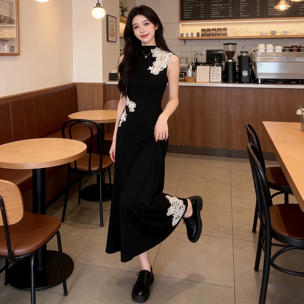 Splice hollow colors spring temperament flowers dress