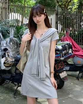 Short sleeve dress A-line shawl 2pcs set