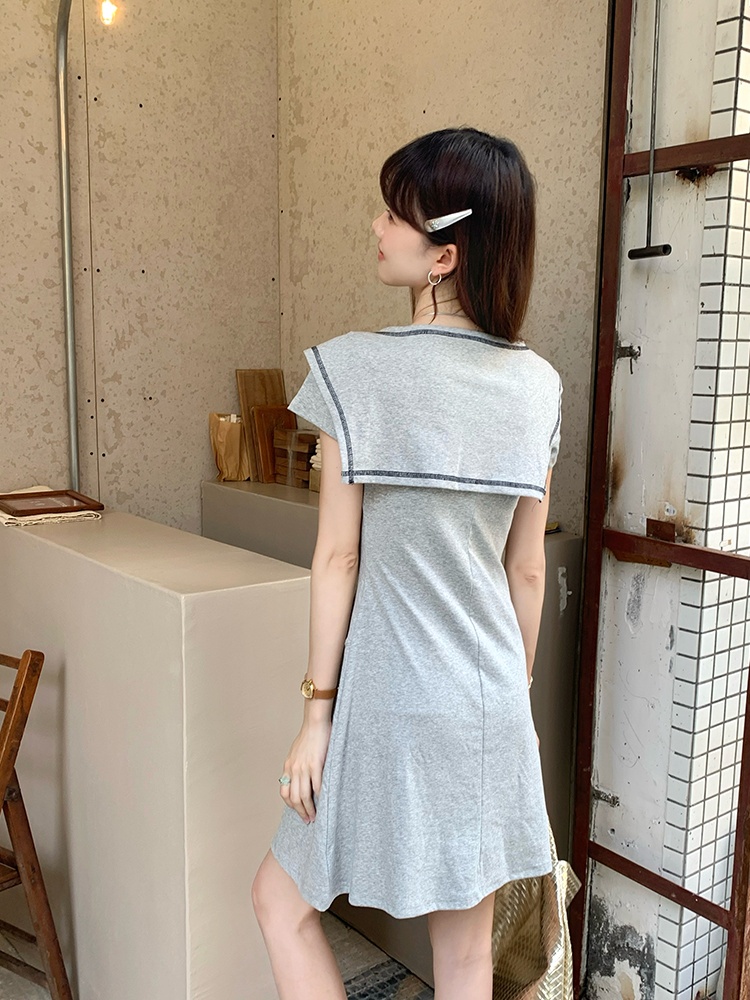 Short sleeve dress A-line shawl 2pcs set