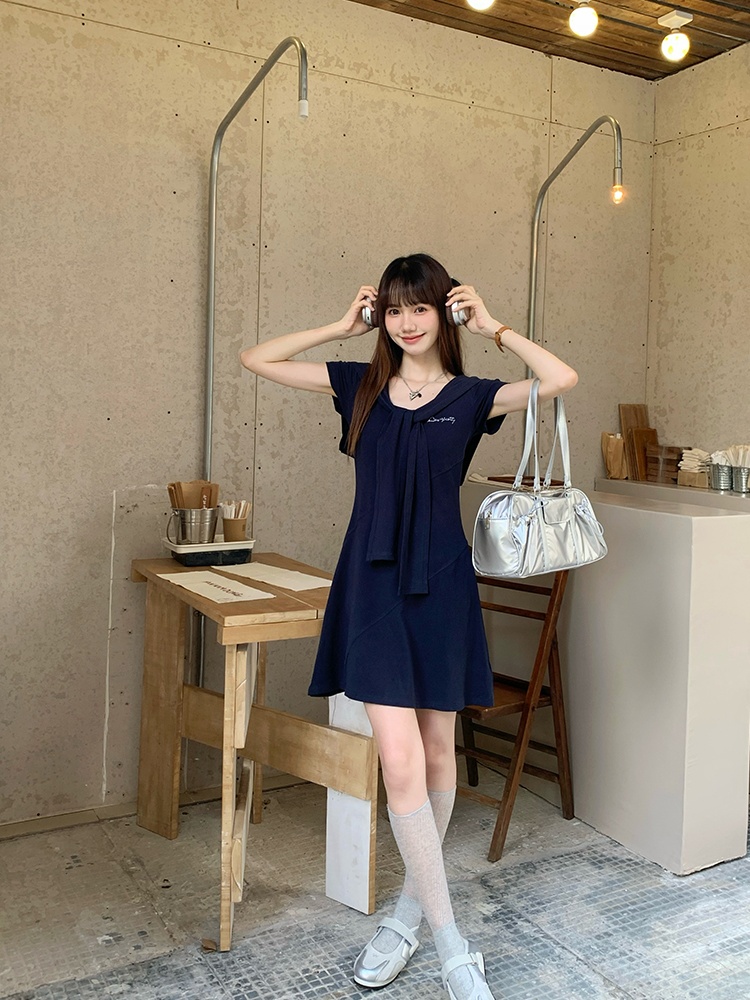 Short sleeve dress A-line shawl 2pcs set