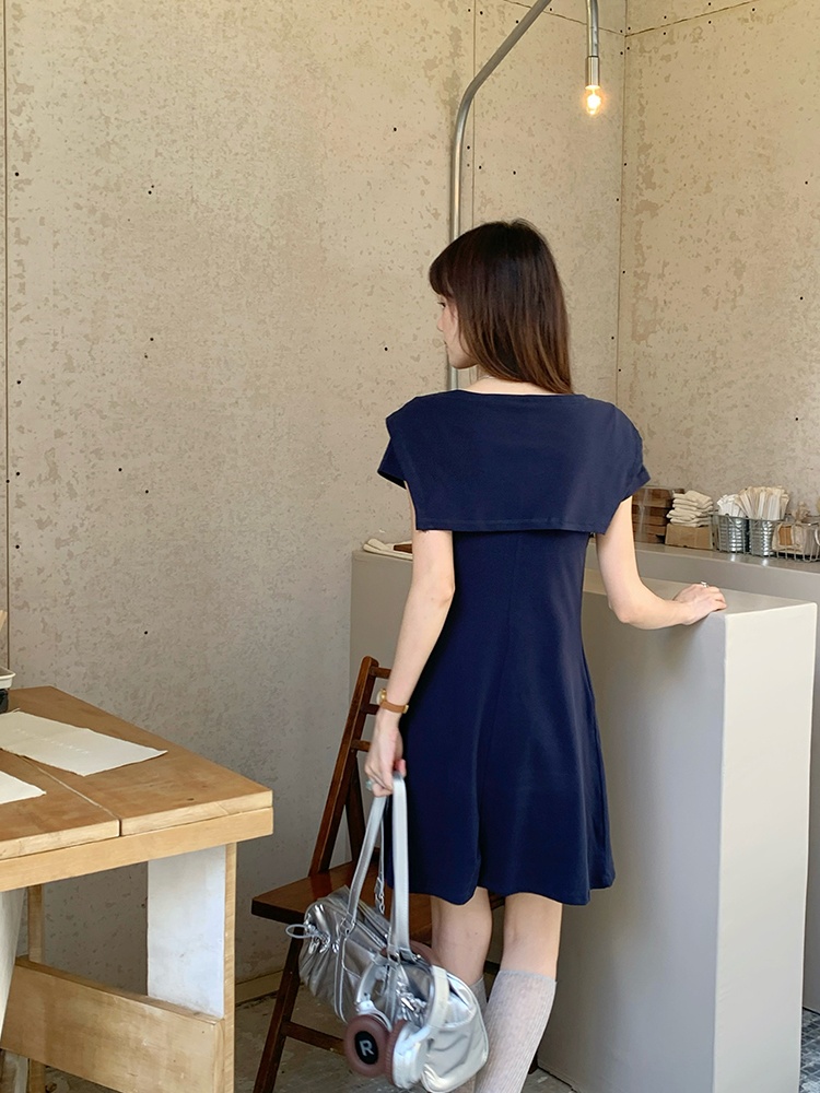 Short sleeve dress A-line shawl 2pcs set