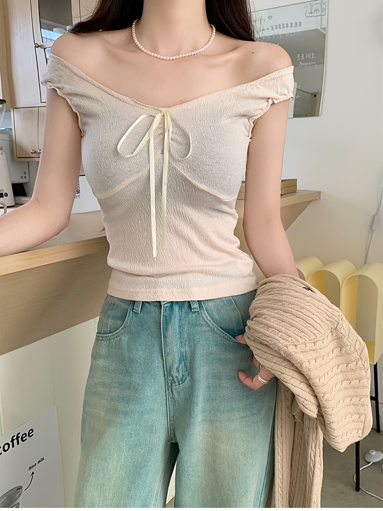 Bow wrapped chest sexy tops V-neck spring vest for women