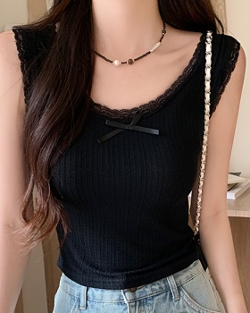 Bottoming wears outside tops bow vest for women