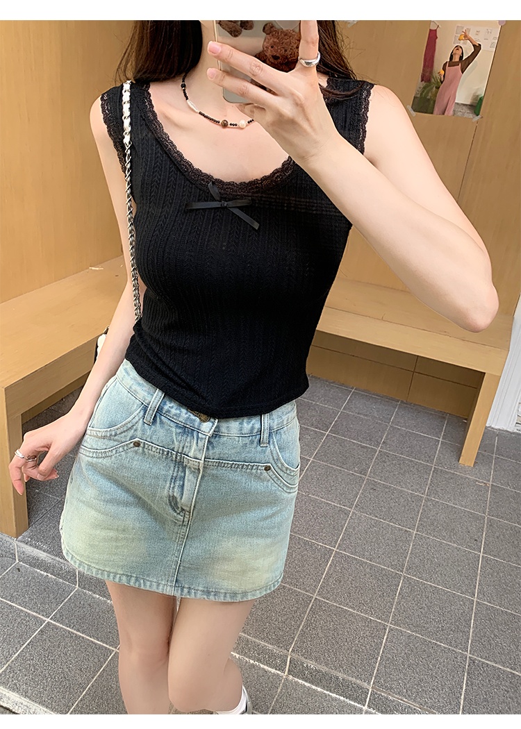 Bottoming wears outside tops bow vest for women