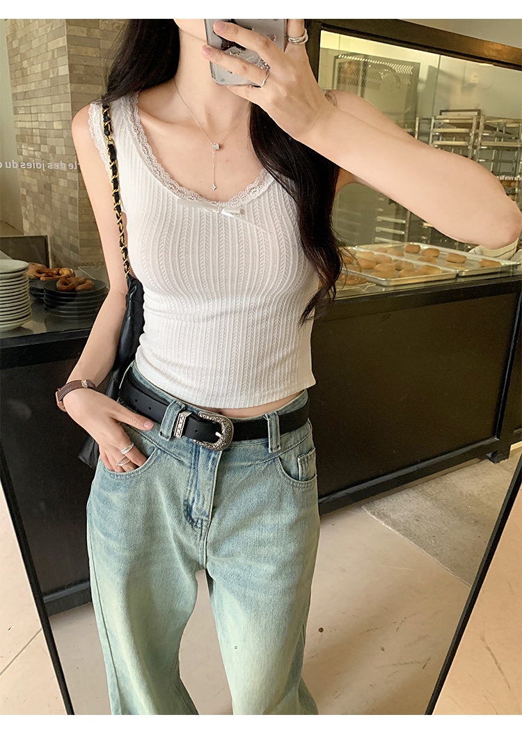 Bottoming wears outside tops bow vest for women