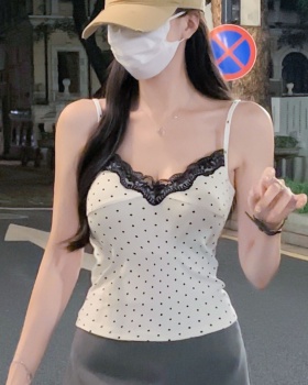 Spring spicegirl tops polka dot lace vest for women