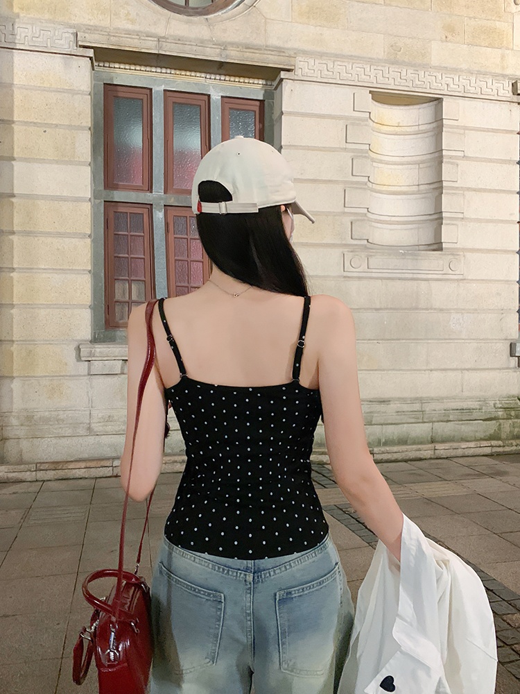 Spring spicegirl tops polka dot lace vest for women