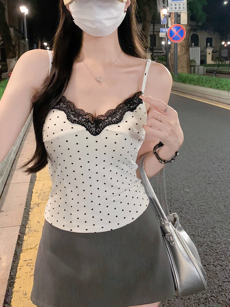 Spring spicegirl tops polka dot lace vest for women