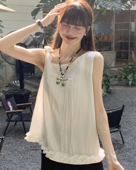 Pink spring shirt sleeveless small shirt for women