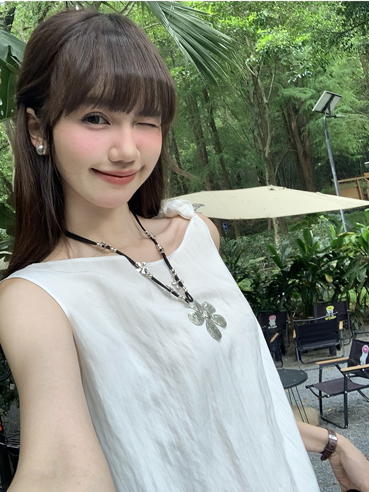 Pink spring shirt sleeveless small shirt for women