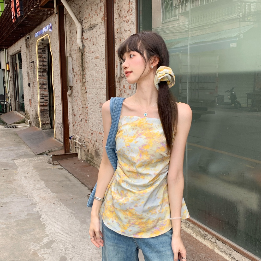 Sling fold tie dye temperament vacation vest for women