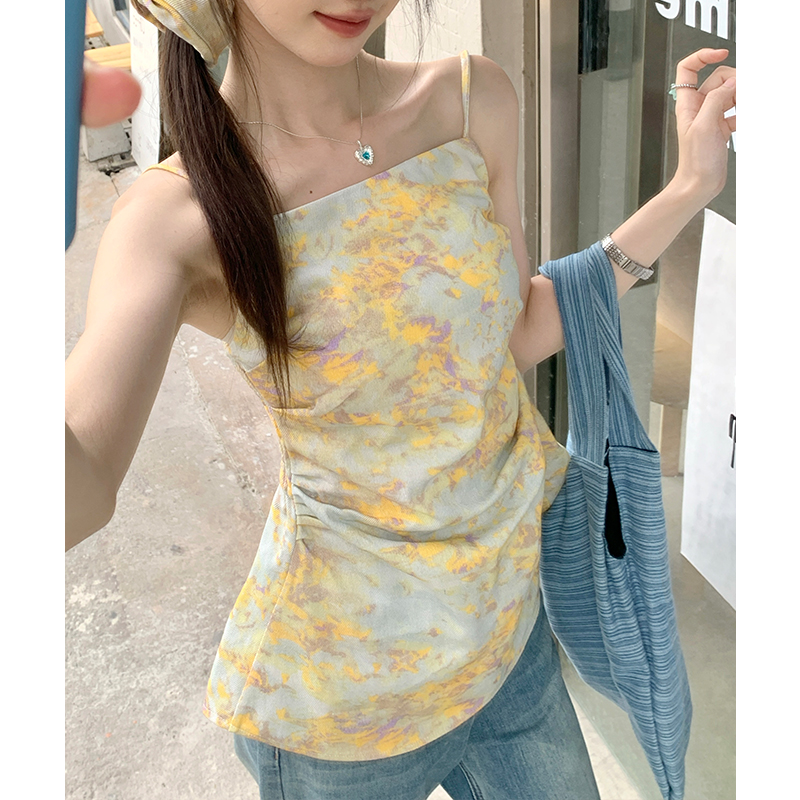 Sling fold tie dye temperament vacation vest for women