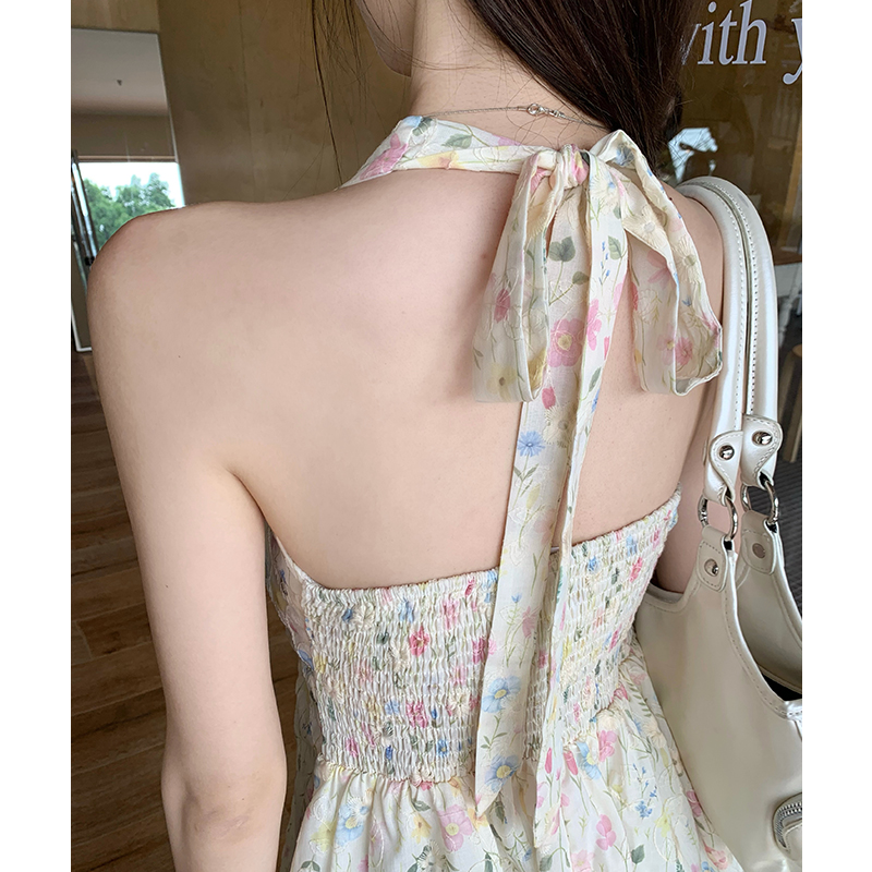 Frenum slim France style sling retro halter floral vest
