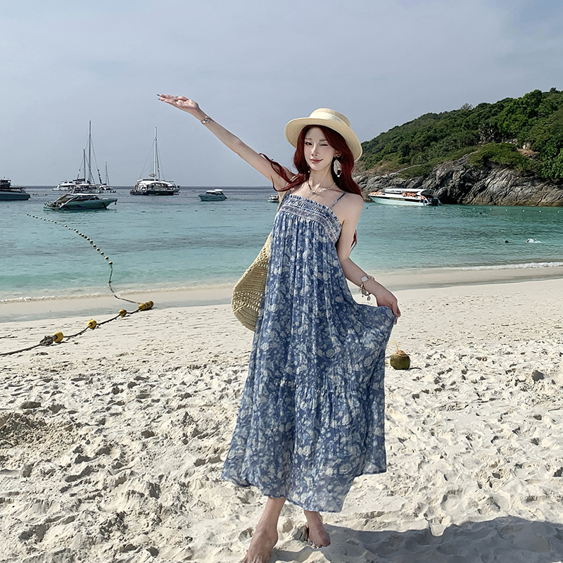 Wrapped chest strap dress vacation dress for women