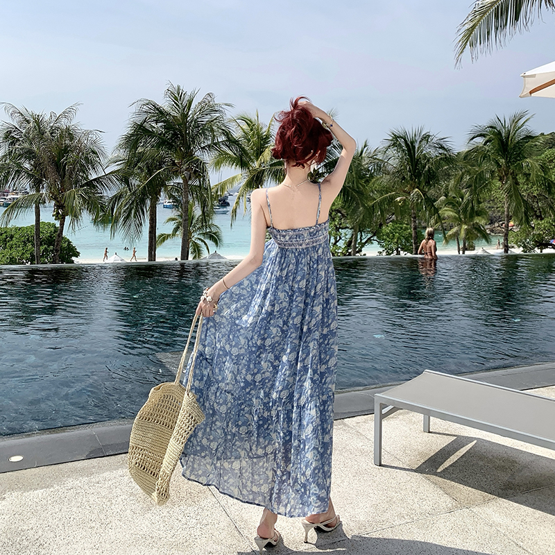 Wrapped chest strap dress vacation dress for women