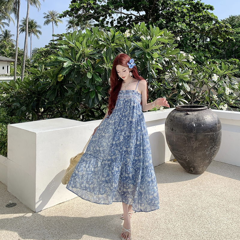 Wrapped chest strap dress vacation dress for women