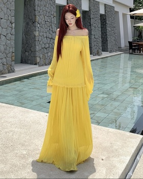 Thin summer skirt yellow tops 2pcs set for women