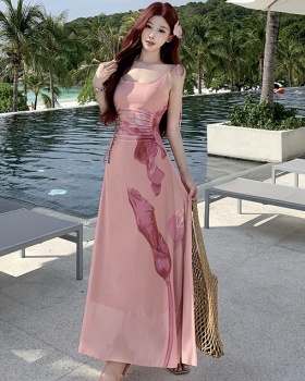 Fold sling colors slim elasticity strapless gauze dress