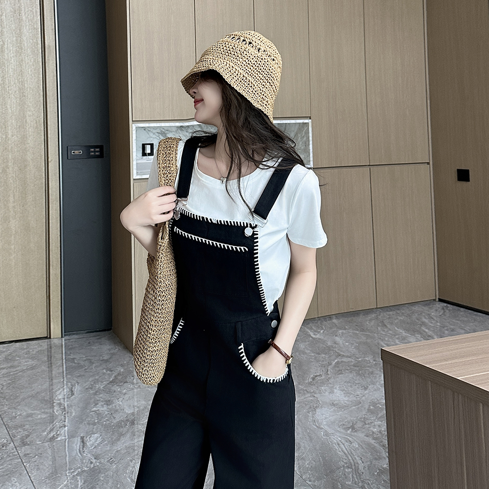 Niche bib pants spring and summer long pants for women