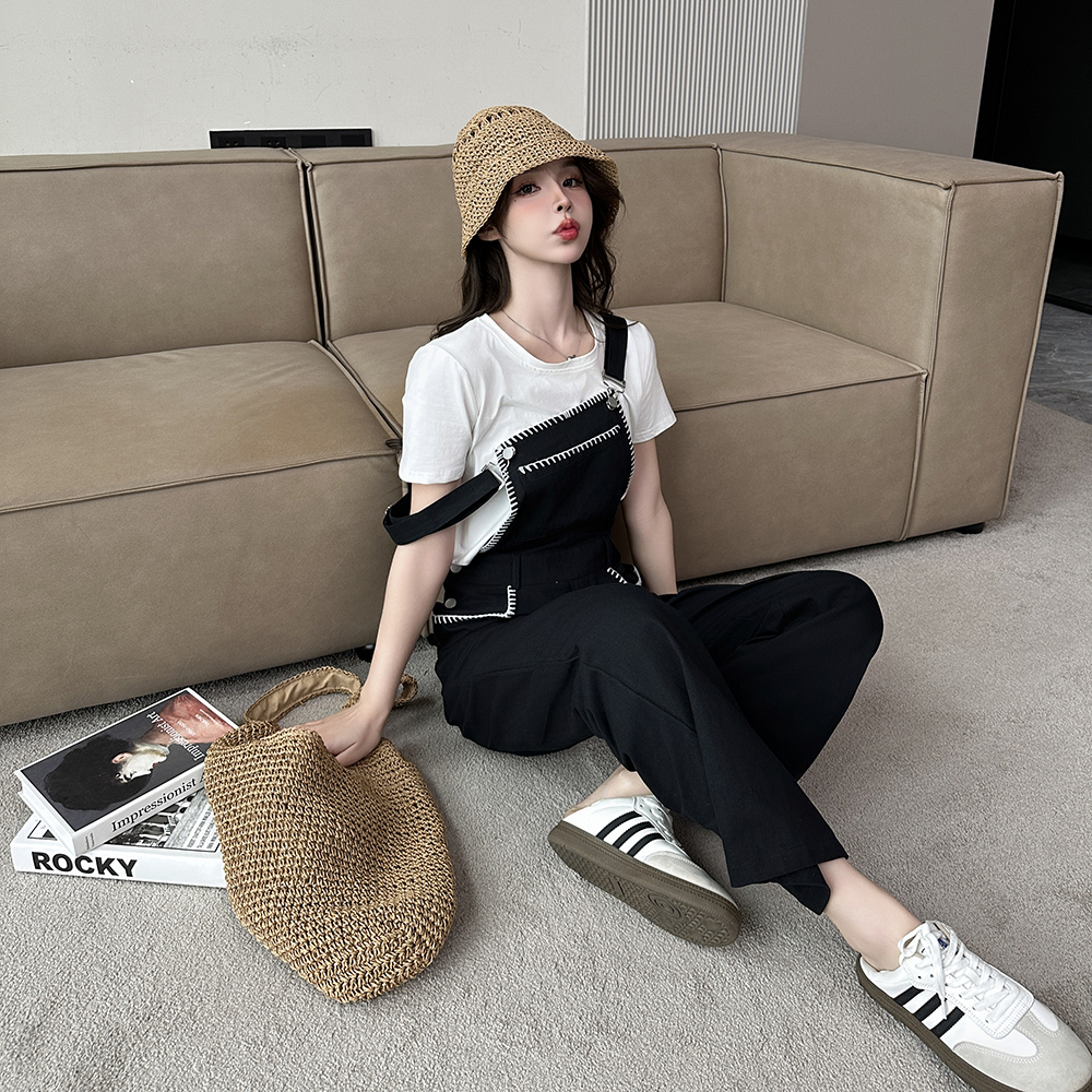 Niche bib pants spring and summer long pants for women