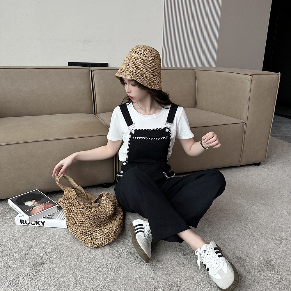 Niche bib pants spring and summer long pants for women