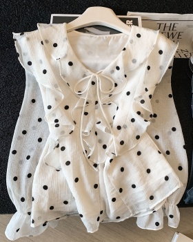 Lotus leaf edges tops temperament shirt for women