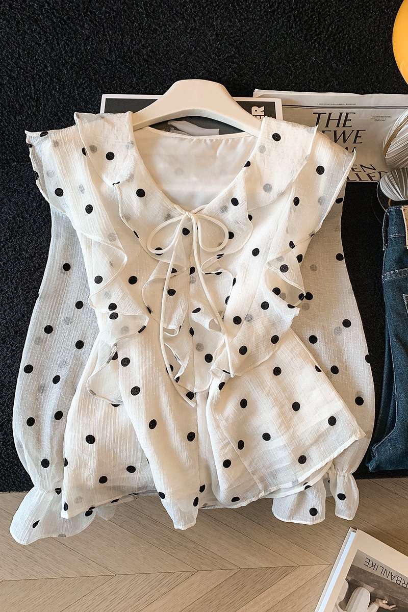 Lotus leaf edges tops temperament shirt for women