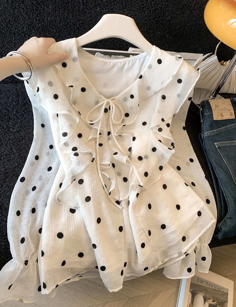 Lotus leaf edges tops temperament shirt for women