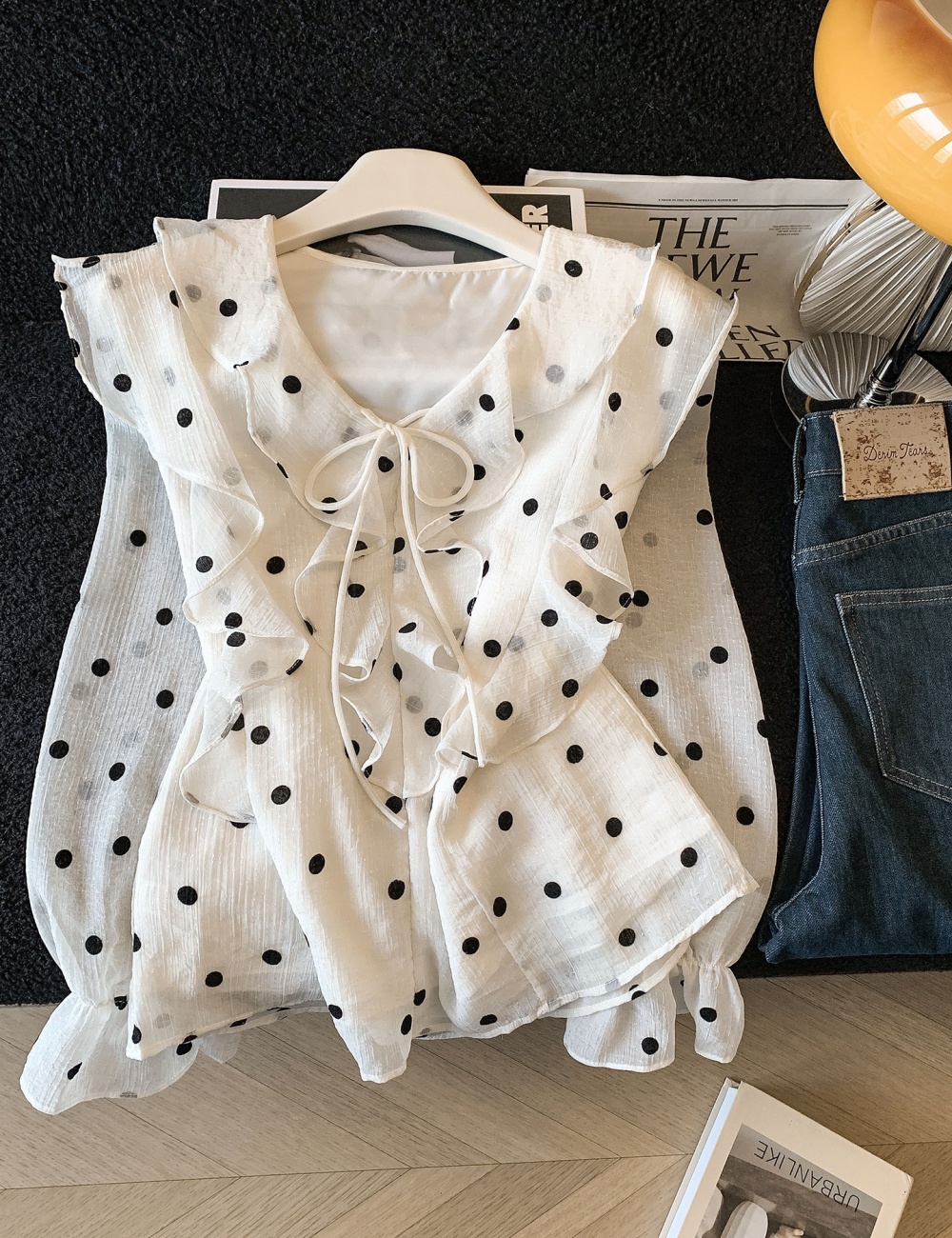 Lotus leaf edges tops temperament shirt for women