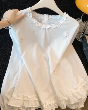 Western style wood ear tops sweet shirt for women