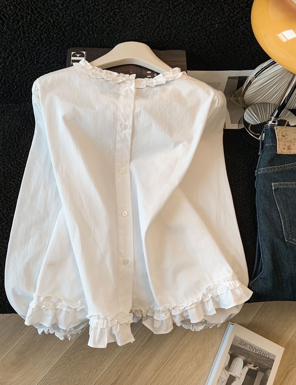 Western style wood ear tops sweet shirt for women