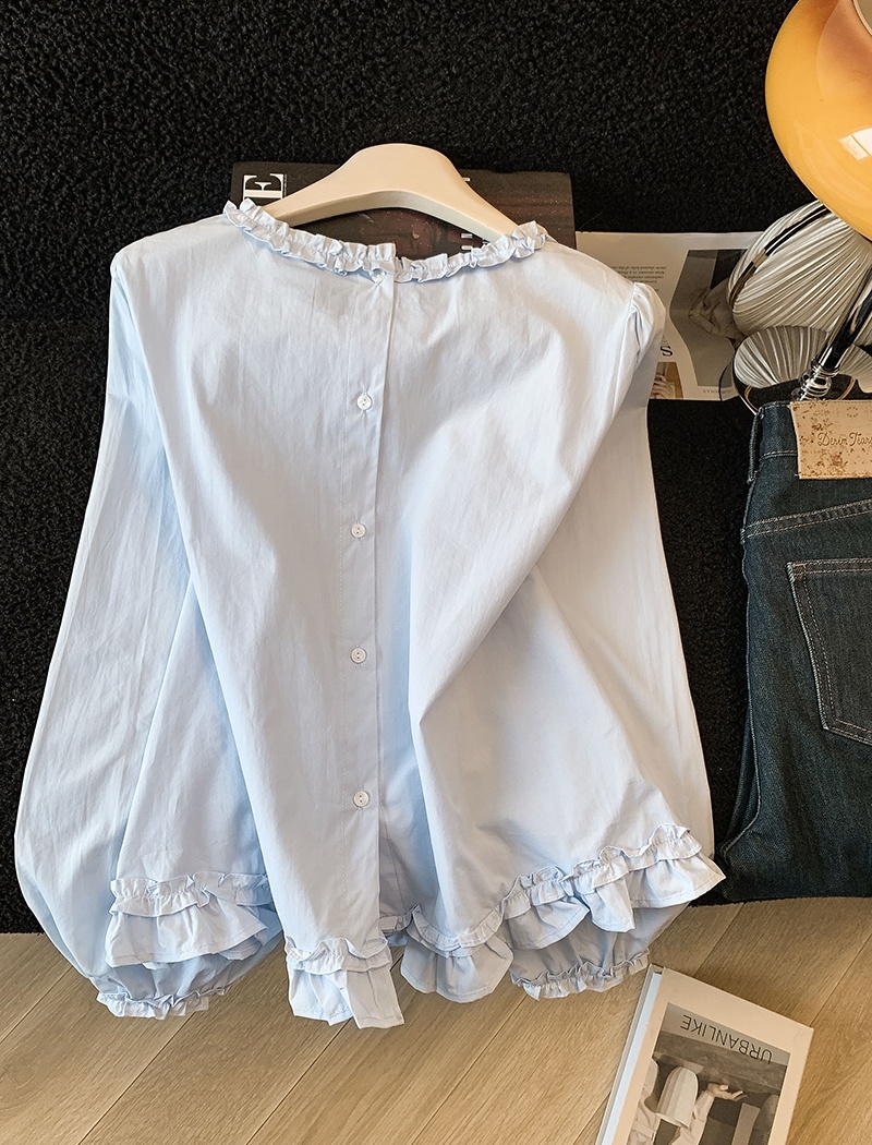 Western style wood ear tops sweet shirt for women