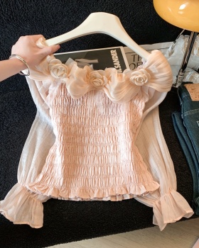 Stereoscopic fold tops long sleeve shirt