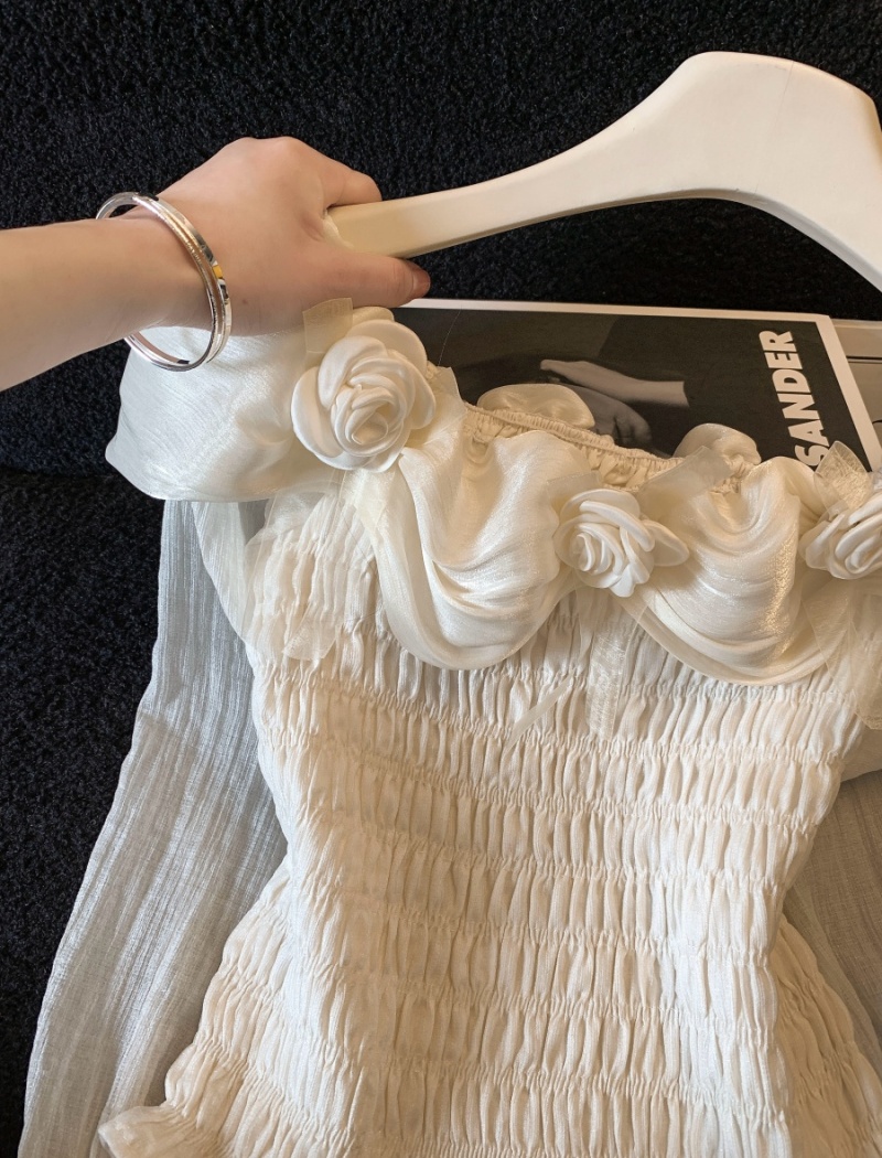 Stereoscopic fold tops long sleeve shirt