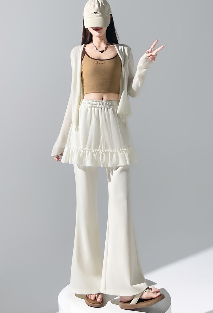 High waist micro speaker pants lace flare pants for women