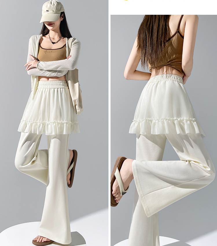 High waist micro speaker pants lace flare pants for women