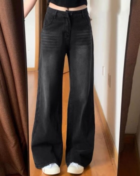 Wide leg slim jeans mopping high waist pants for women