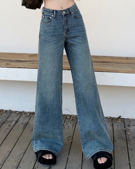 Mopping retro jeans straight loose wide leg pants for women